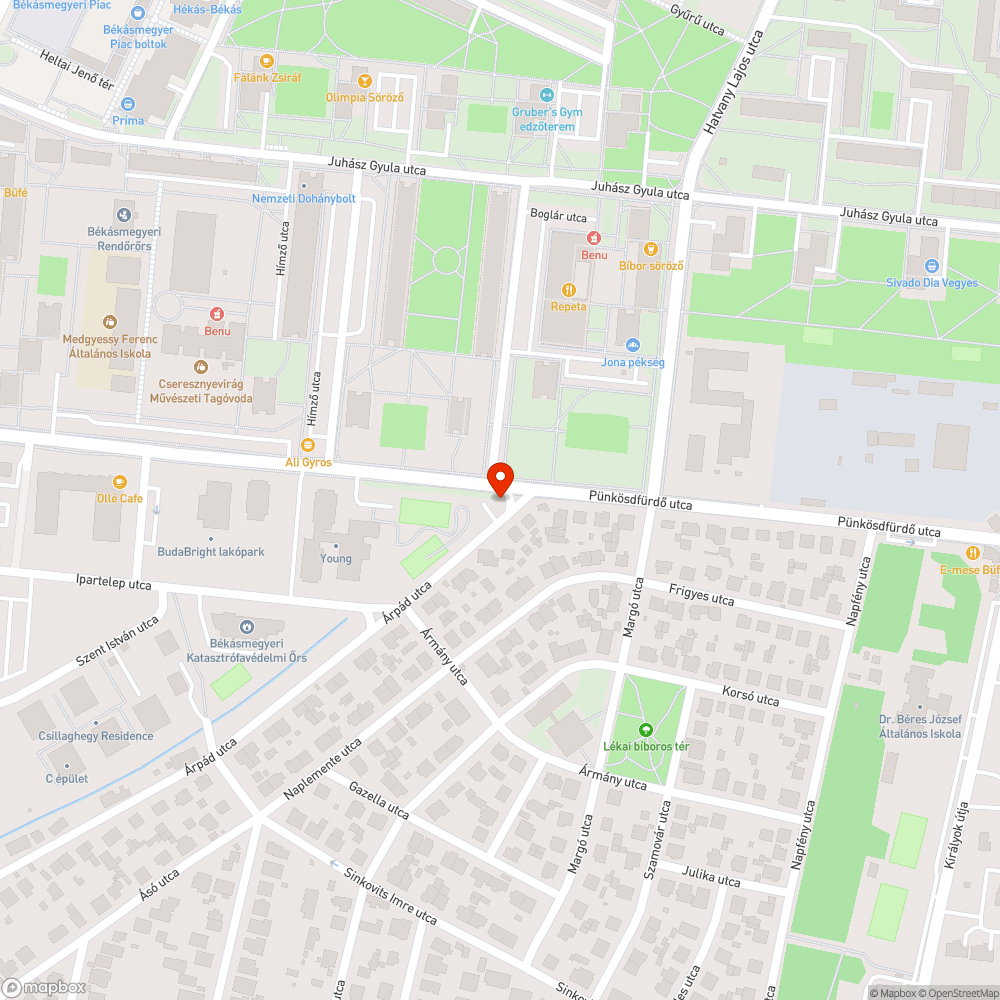 Pünkösdfürdő utcai új parkoló bejelentés helye