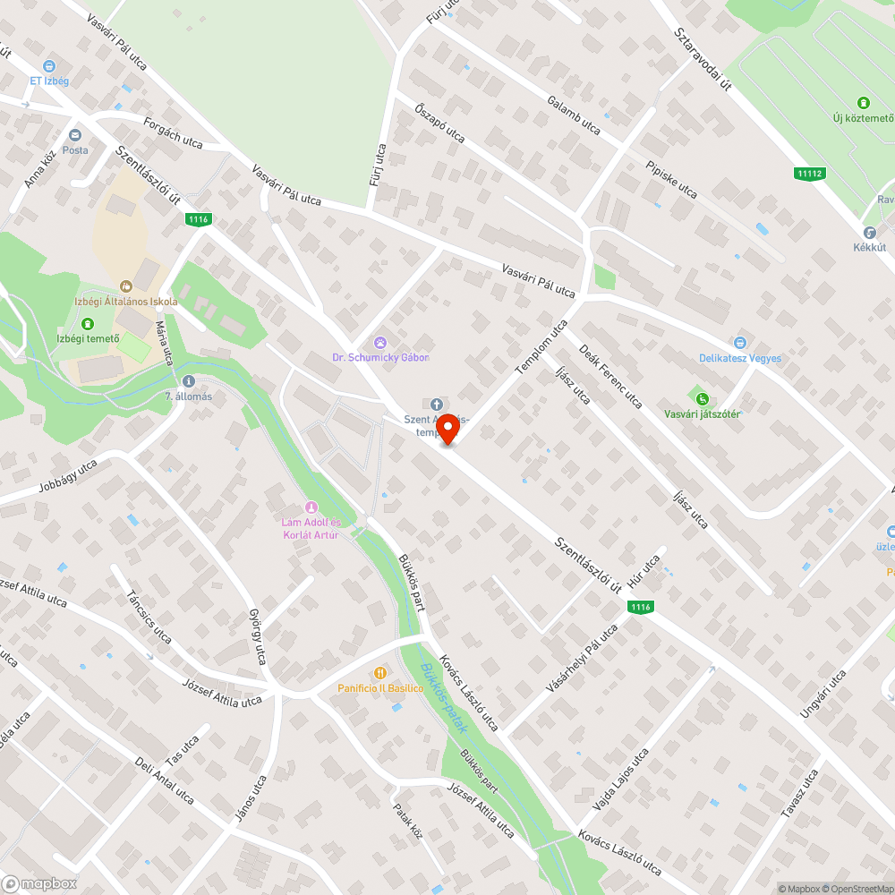 Szentlászlói út - Templom utcai buszmegálló épületének teteje bejelentés helye