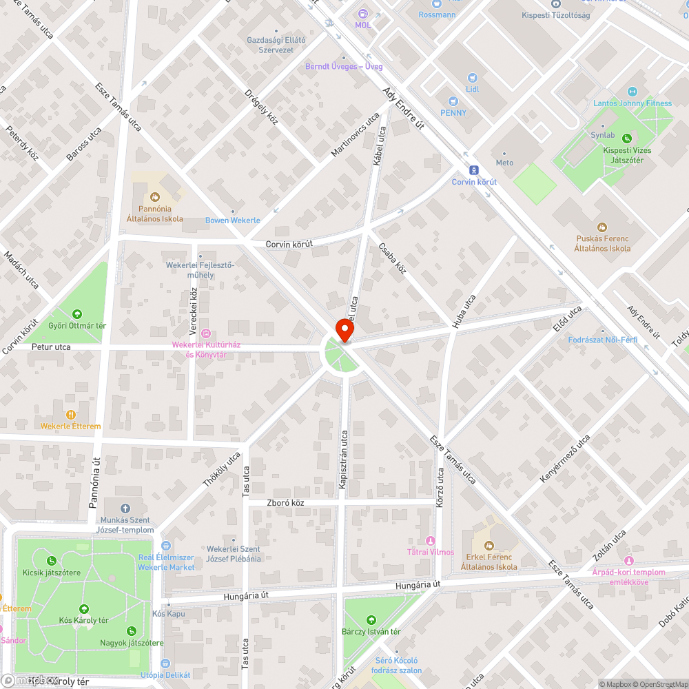 Kátyú az úttesten bejelentés helye