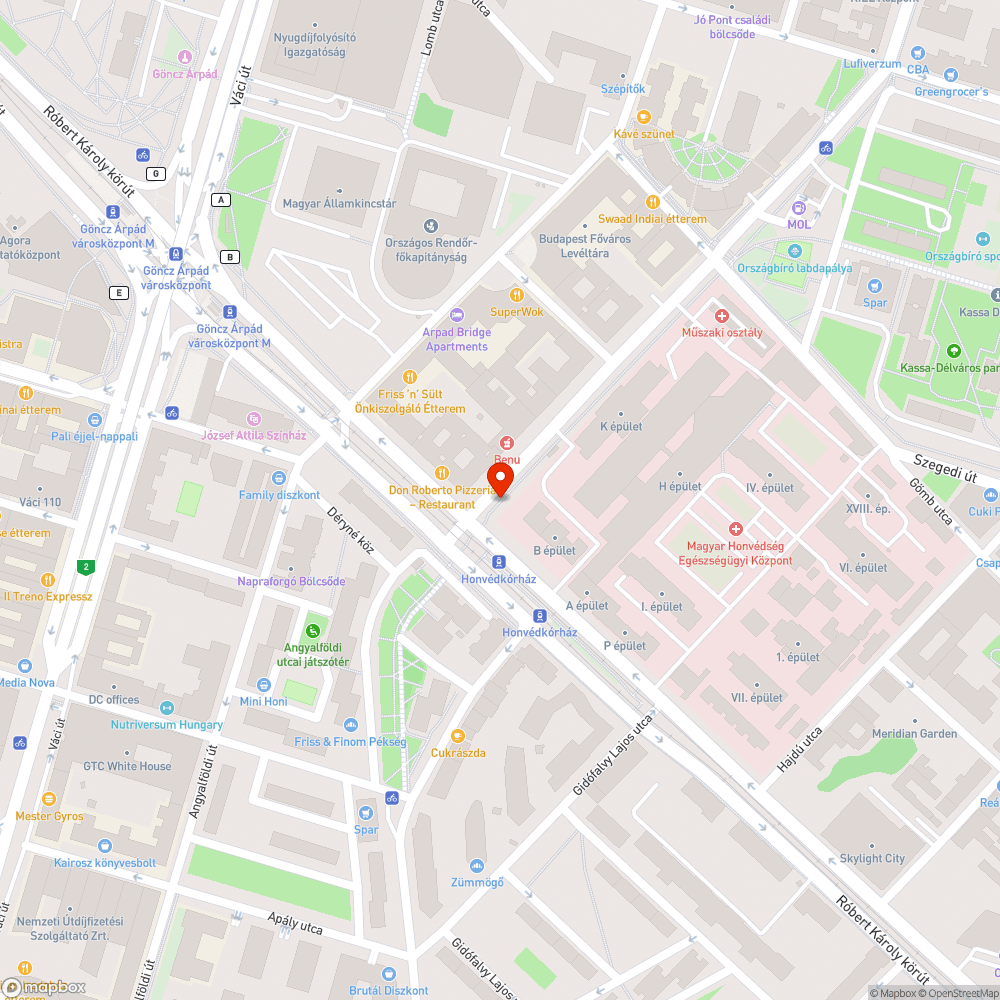 Úthiba bejelentés helye