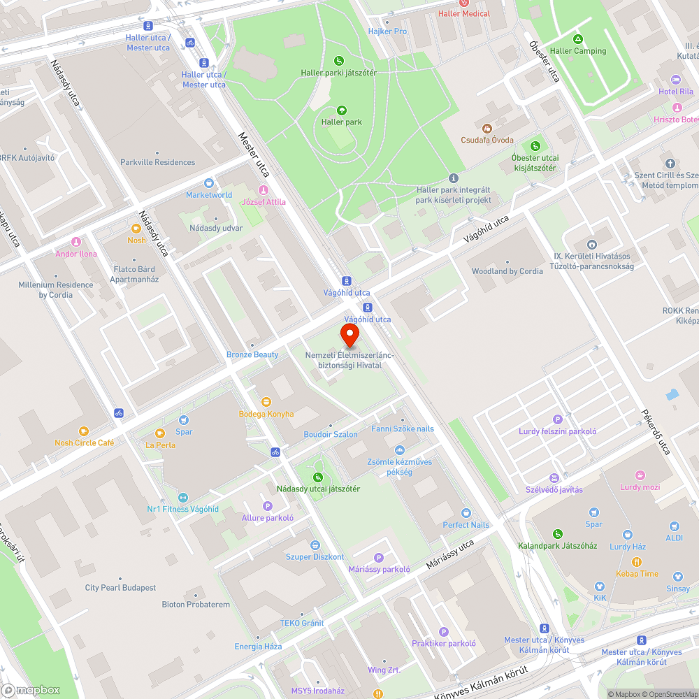 NÉBIH előtti terület szemetes bejelentés helye