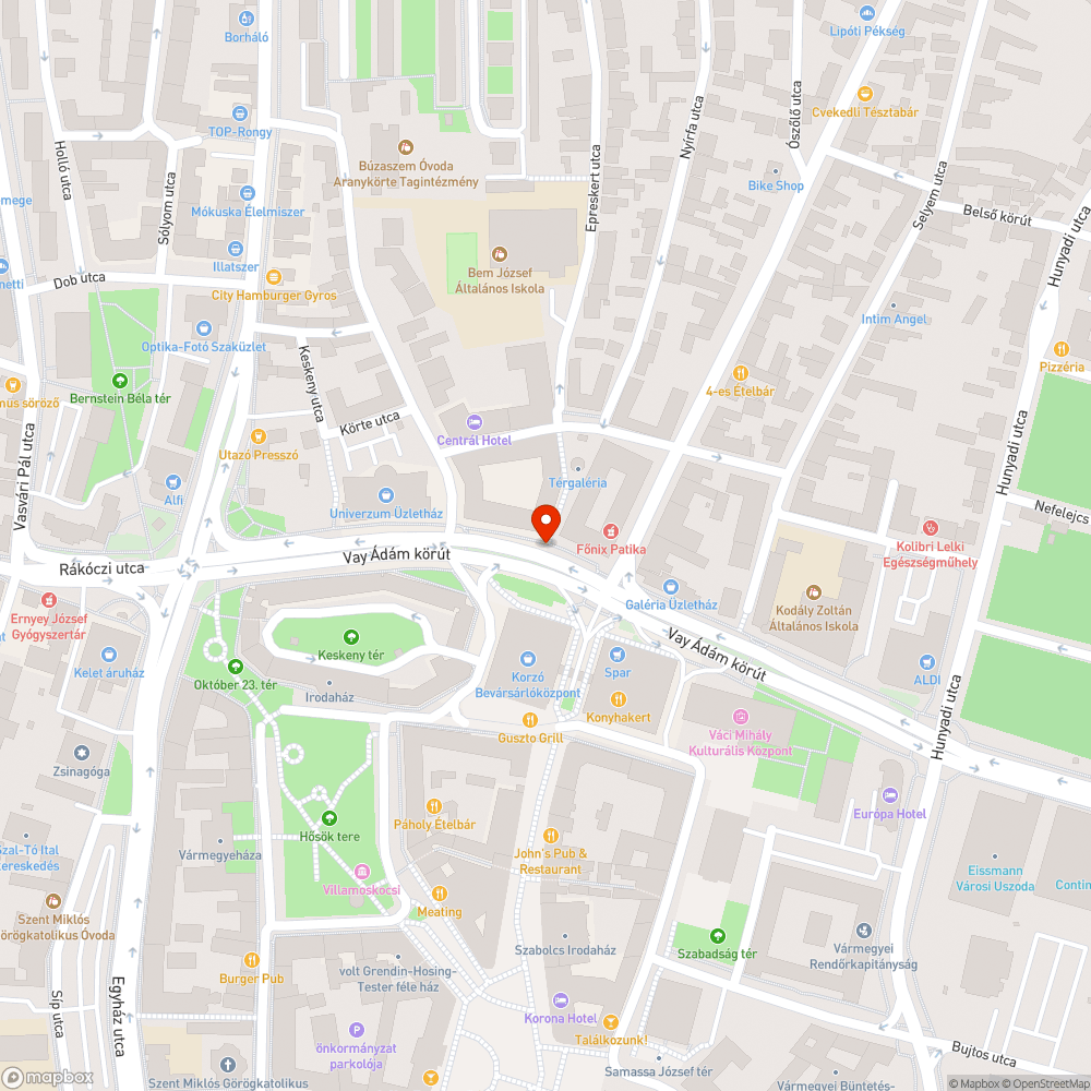 Törött pad. bejelentés helye