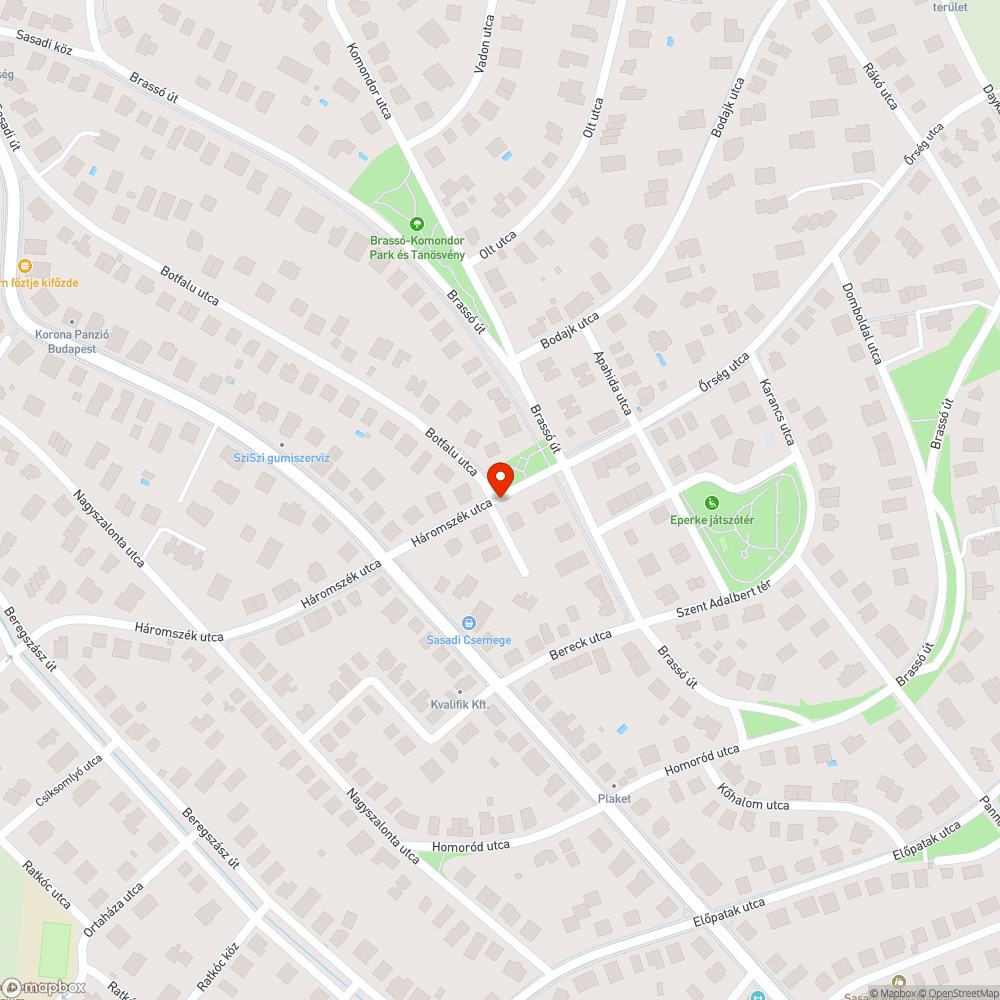 Háromszék utca - Botfalu udvar járda bejelentés helye