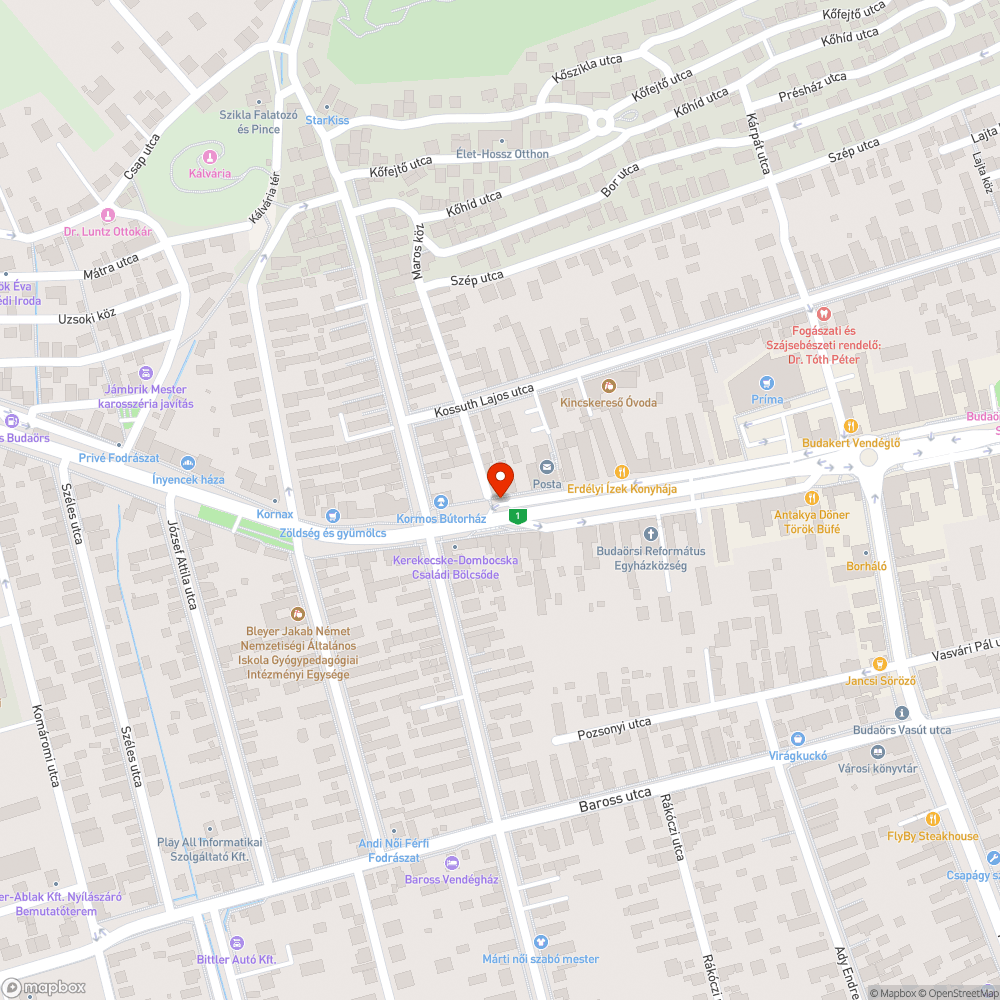 Szabadság út 80. - kátyúk bejelentés helye