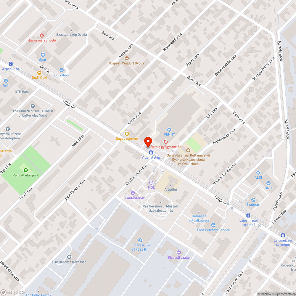 Villogó cégér bejelentés helye