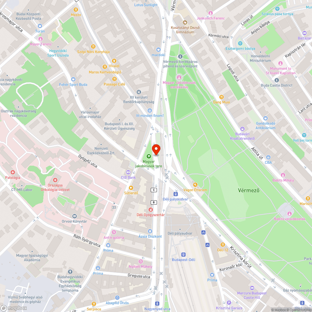 Kátyú az Alkotás utcában bejelentés helye