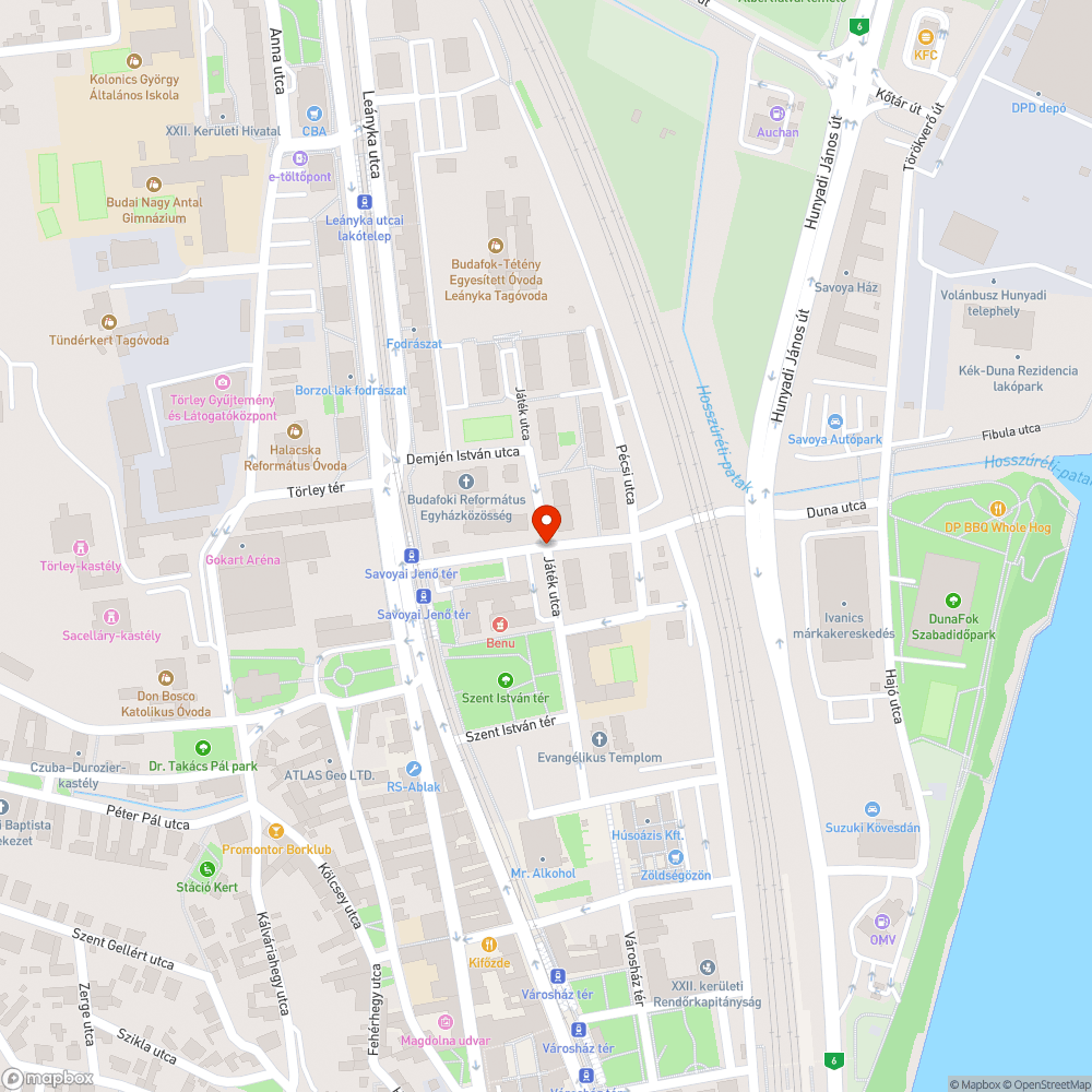 Úthiba bejelentés helye