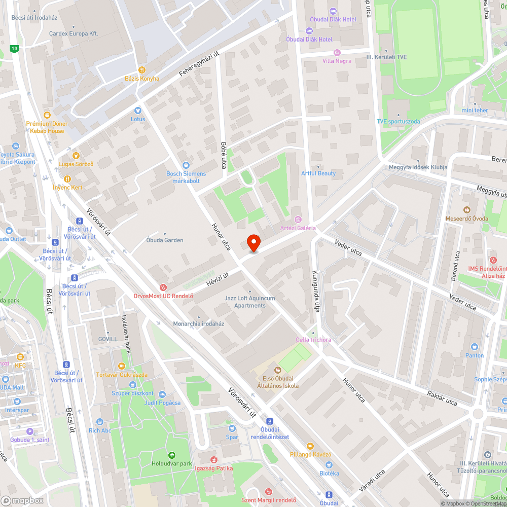 Hévízi út és Hunor utca sarkán mèly  kátyú vab bejelentés helye