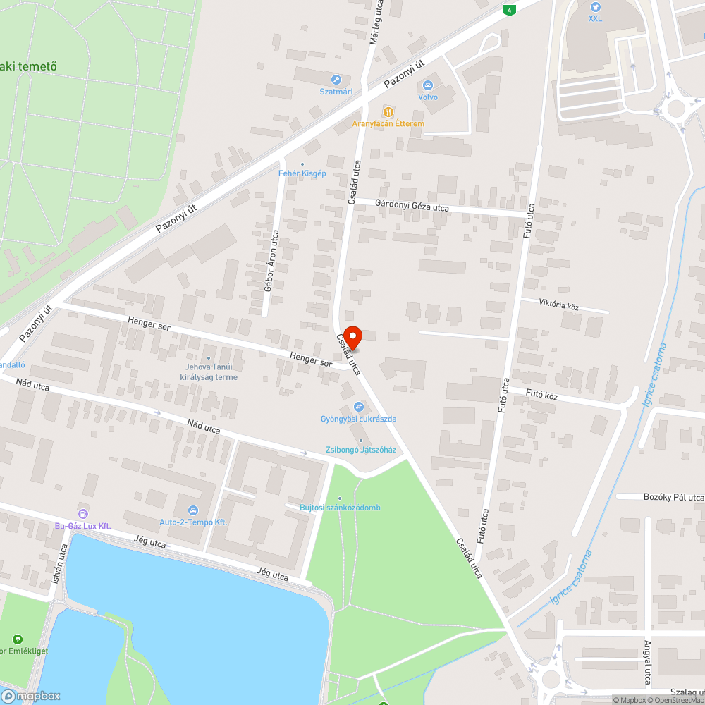 Megsüllyedt vízelvezető - Család utca bejelentés helye