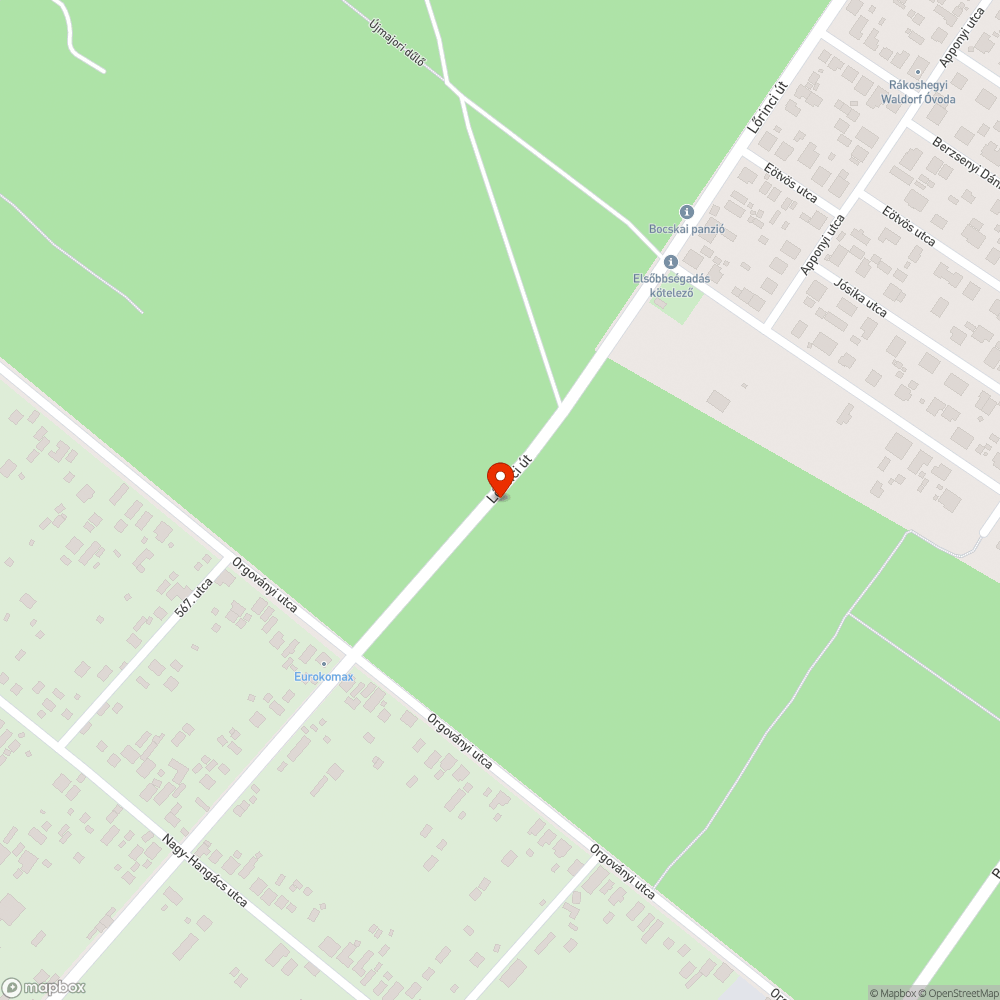 Rákoshegy - Lőrinci út kátyúk bejelentés helye