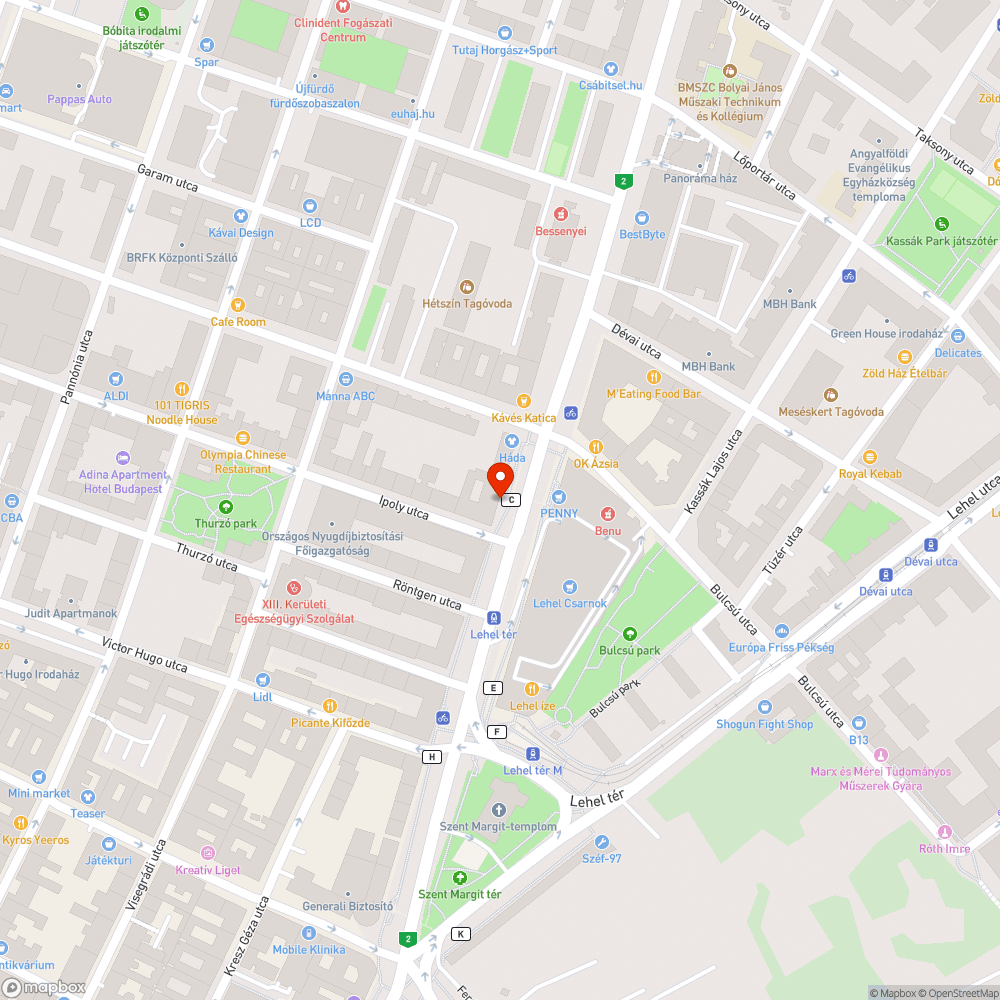 Hibás járda és törmelék bejelentés helye