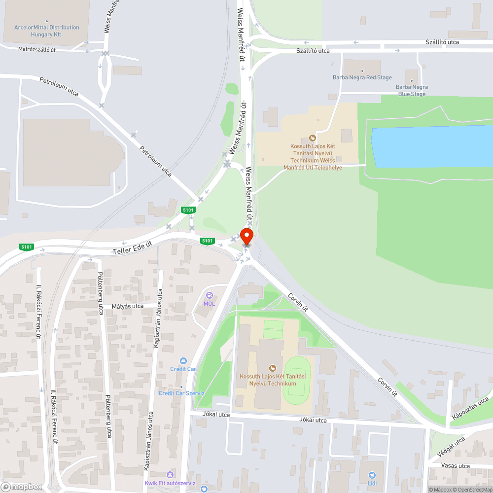 Kátyú a sínek tövében bejelentés helye