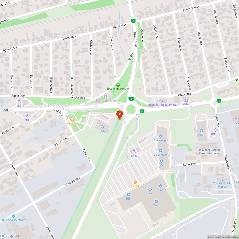 Bevásárlókocsi a patakmederben bejelentés helye