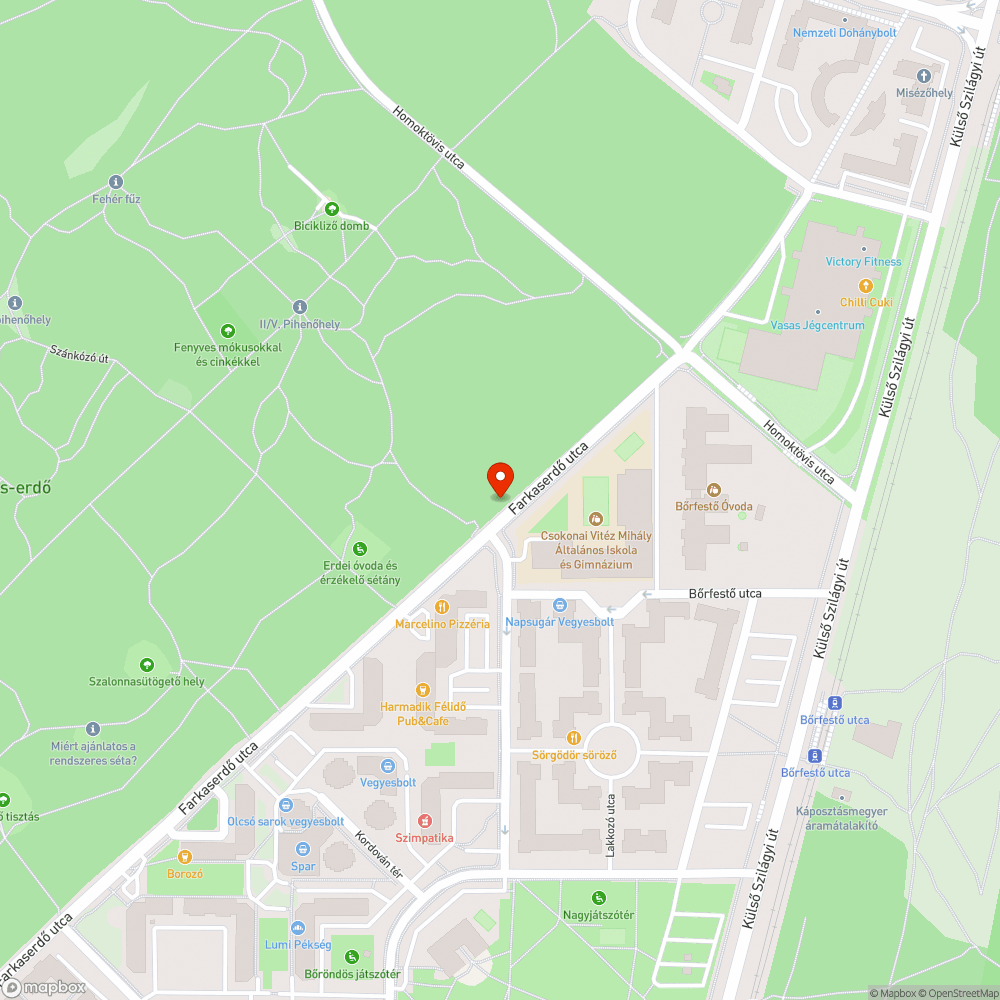 Graffitis fal a Farkaserdő utcában bejelentés helye