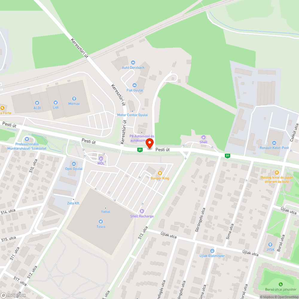 Üvegszilánkok bejelentés helye