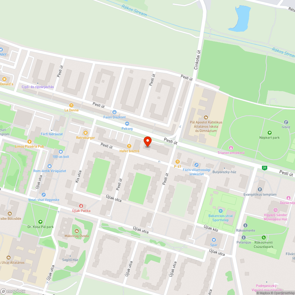 Kátyús földút bejelentés helye