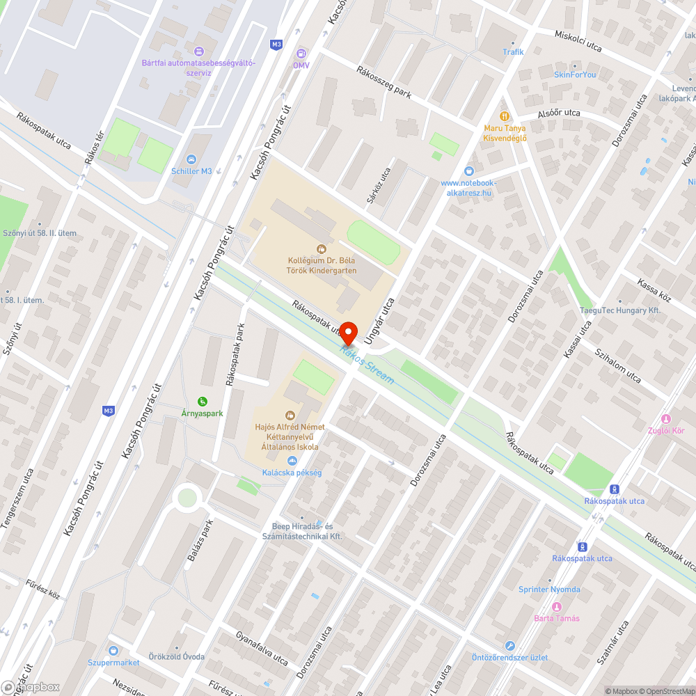 Szemét a Rákospatak medrében bejelentés helye