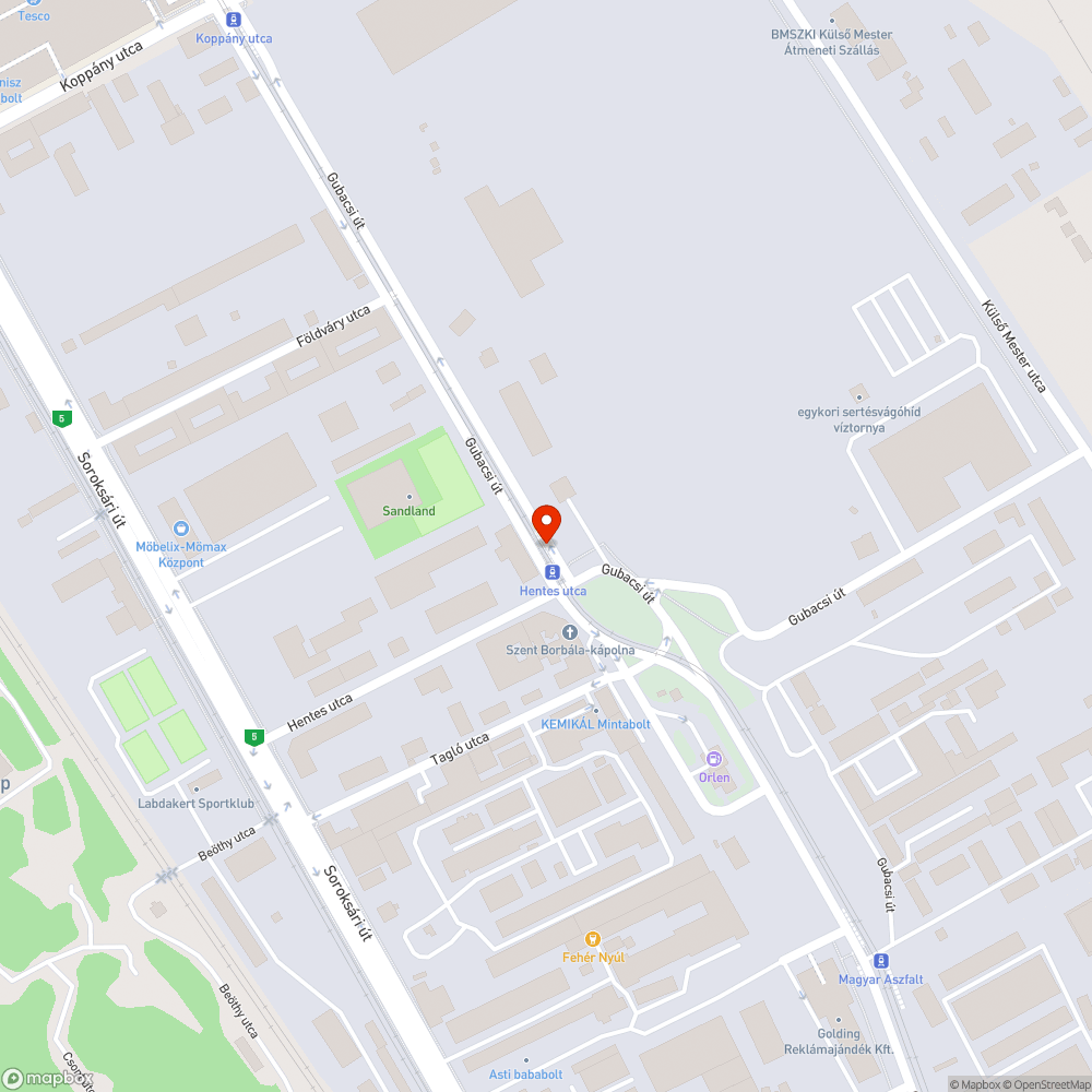 Villamosmegálló járdaszigeteinek vége sérült bejelentés helye