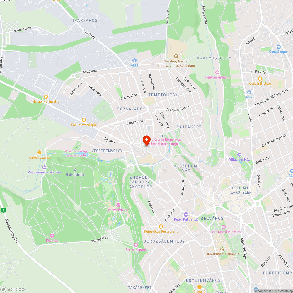 Veszprém, Huszár u. kátyú bejelentés helye