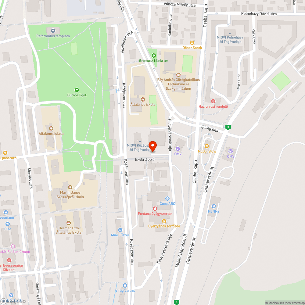 Iskola lépcső bejelentés helye