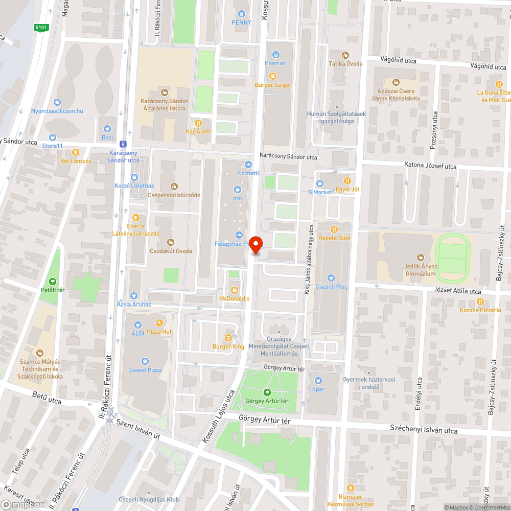 Kiszáradt fa bejelentés helye