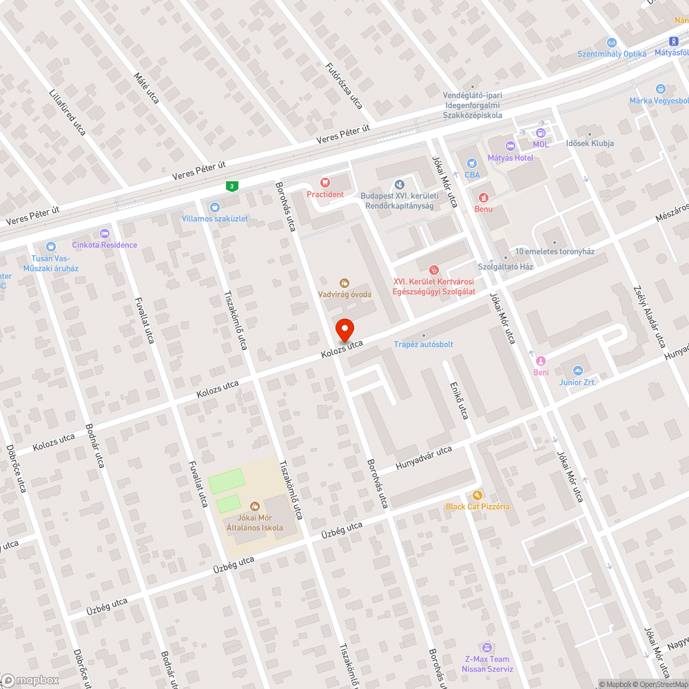 Elhagyott autó bejelentés helye