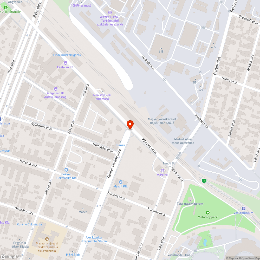 Reitter Ferenc utca - Kámfor utca kereszteződésben veszélyes kerékpáros átkelő bejelentés helye