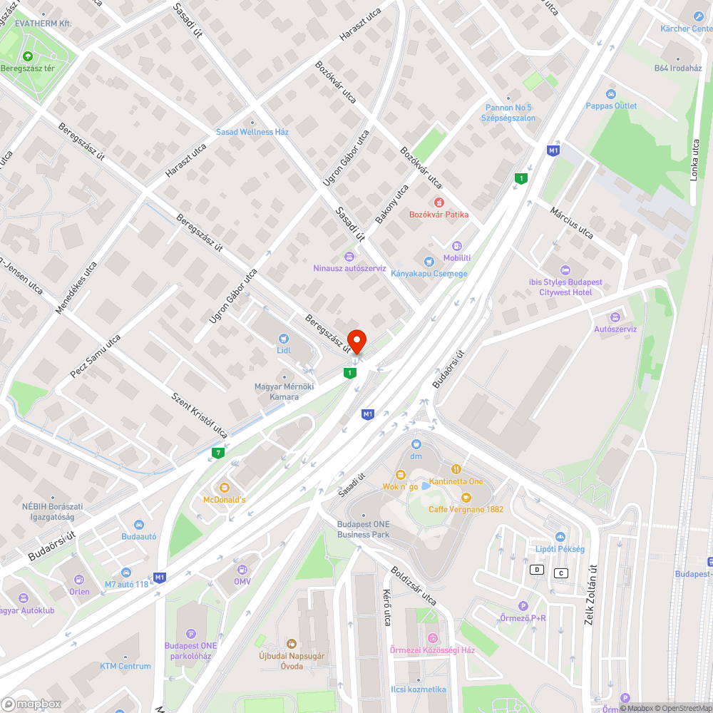 Budaörsi út - Beregszász út fényterelő hiánya bejelentés helye