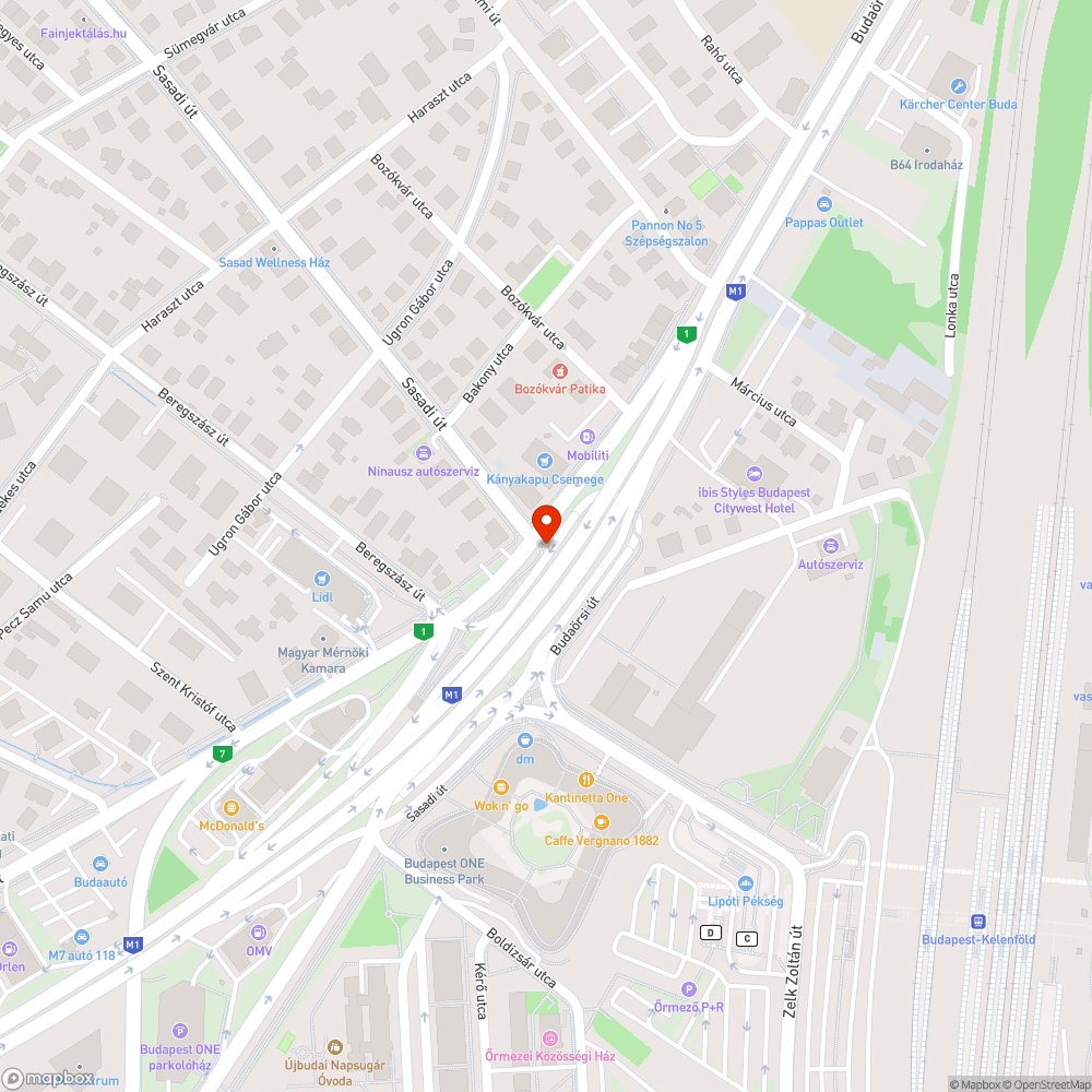 Sasadi út 764-es buszmegálló bejelentés helye