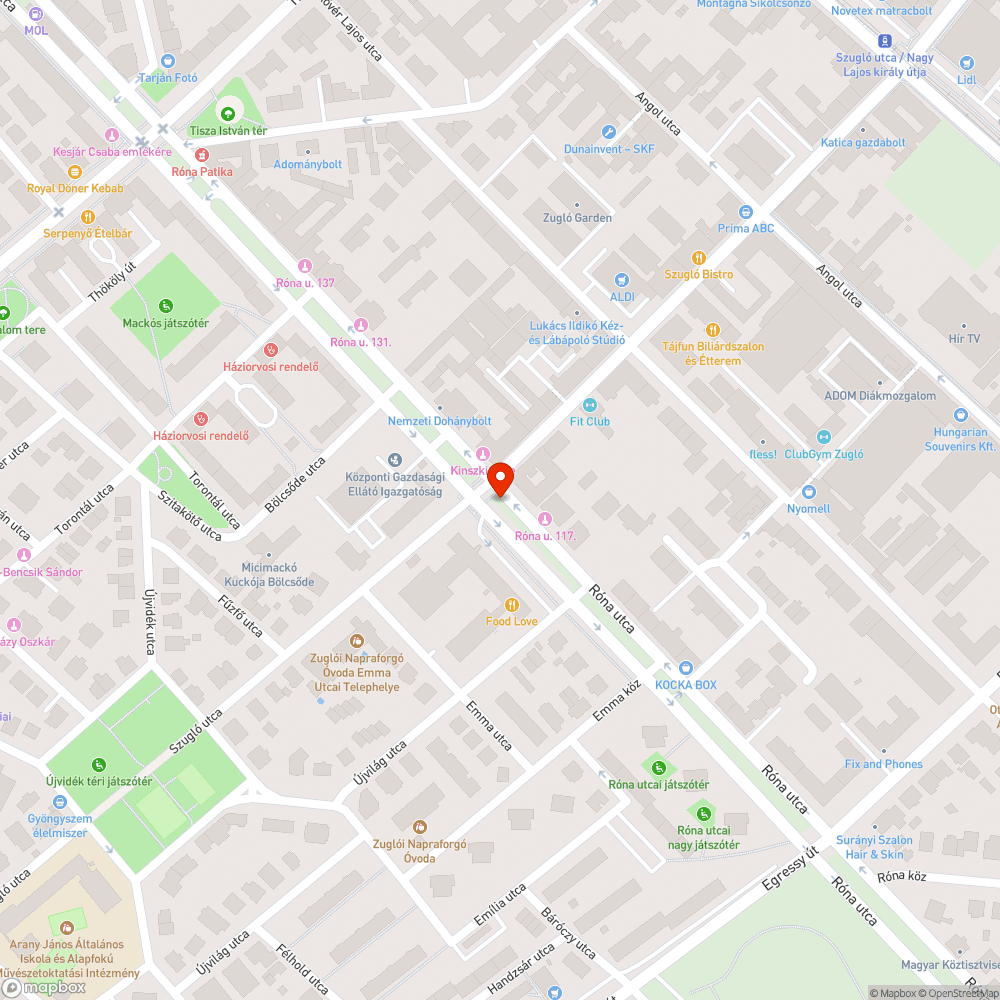 Koszos, elhanyagolt parkoló Róna utca bejelentés helye