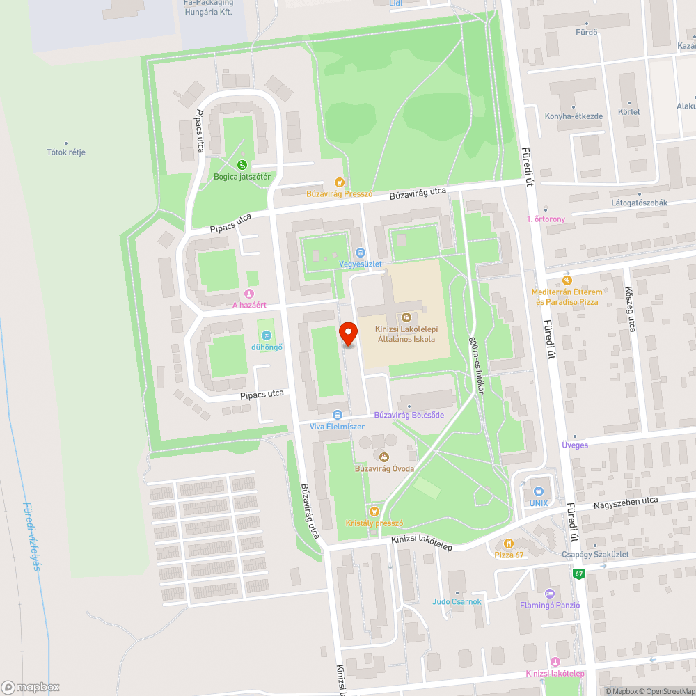 Kaposváron a Búzavirág utca mögött  elvezető rács hibás bejelentés helye