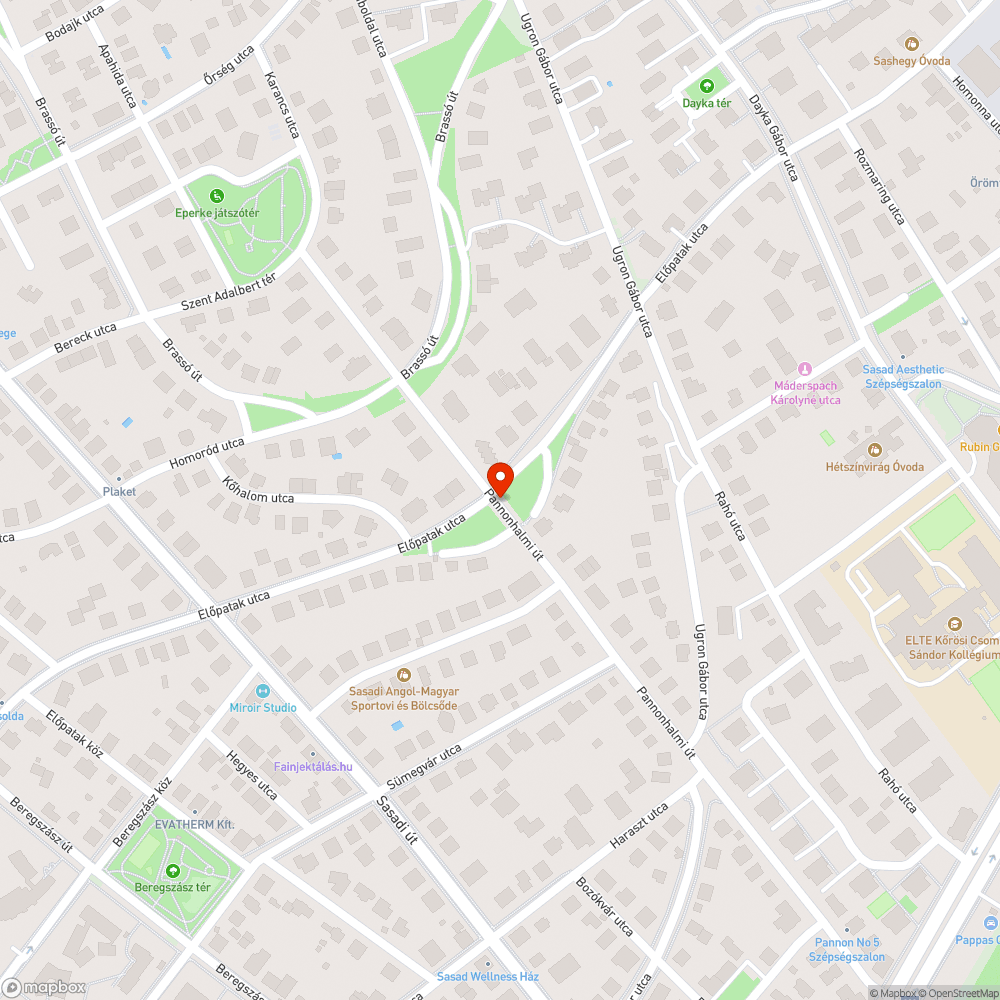 Pannonhalmi út - Előpatak utca fűnyírás bejelentés helye