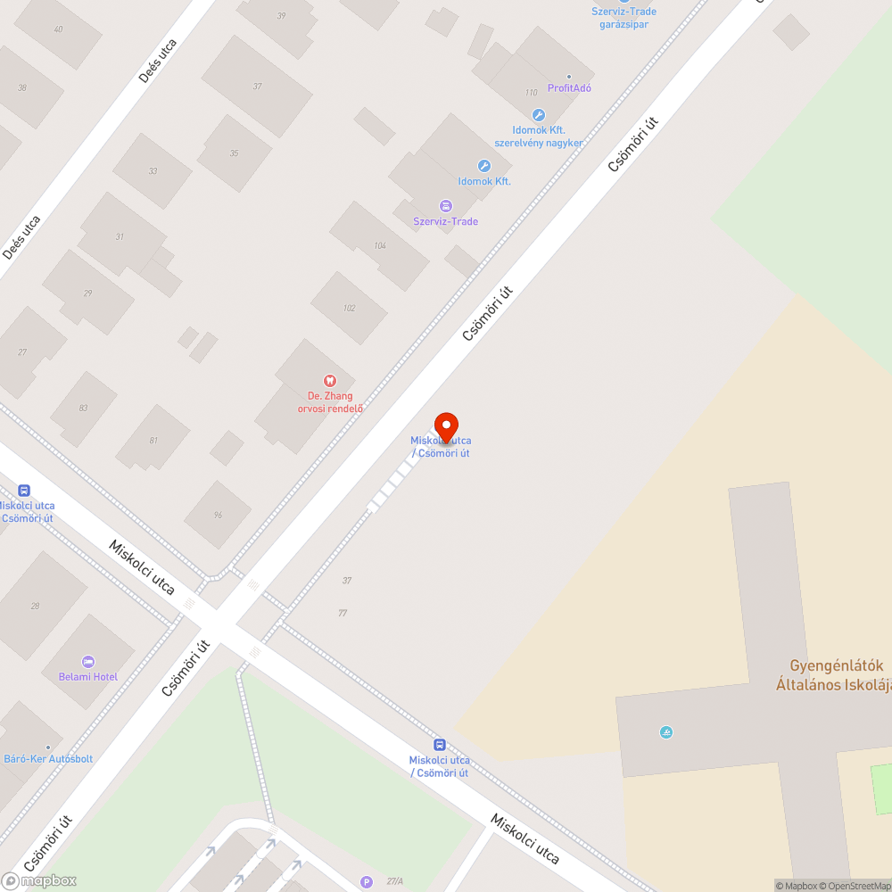 Kátyúk a buszmegállóban bejelentés helye