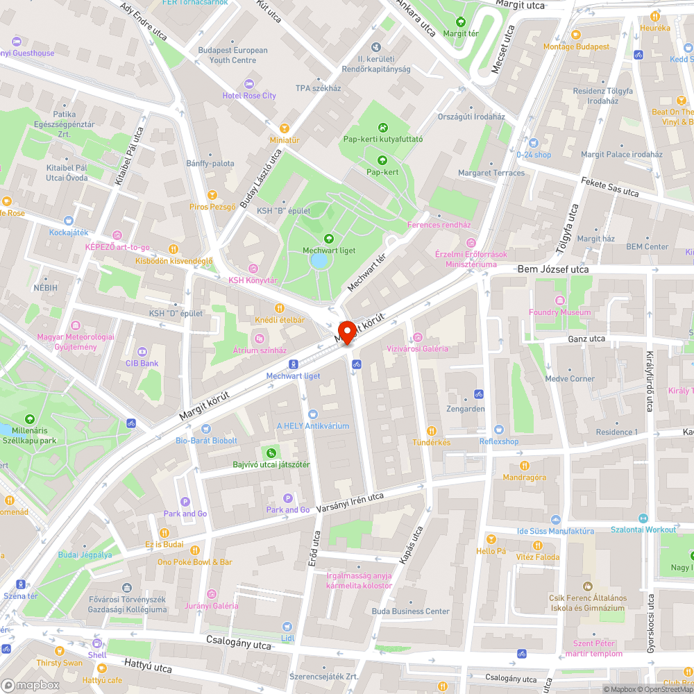 Szász K. / Margit körút sarok, lyuk bejelentés helye