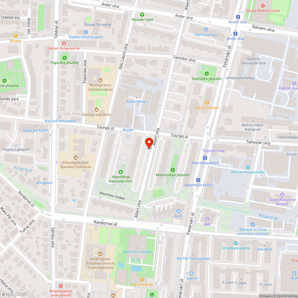 Lelógó faágak Albert utca 45. előtt bejelentés helye