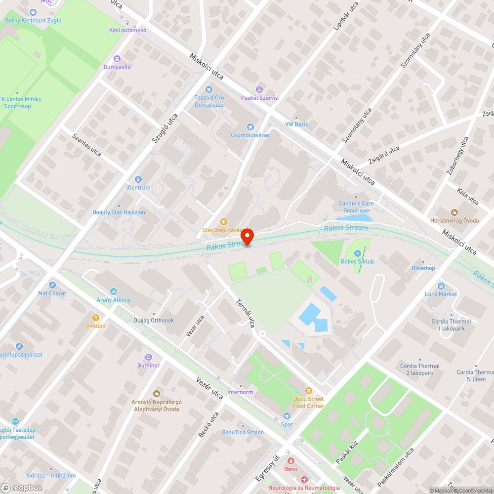 Döglött állat a Rákos-patak partján bejelentés helye