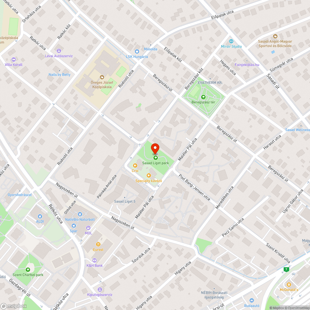 Kiszáradt fák a Sasad liget parkban bejelentés helye