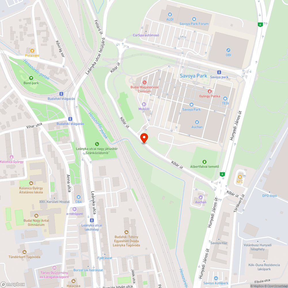 Hibás kerékpárút bejelentés helye