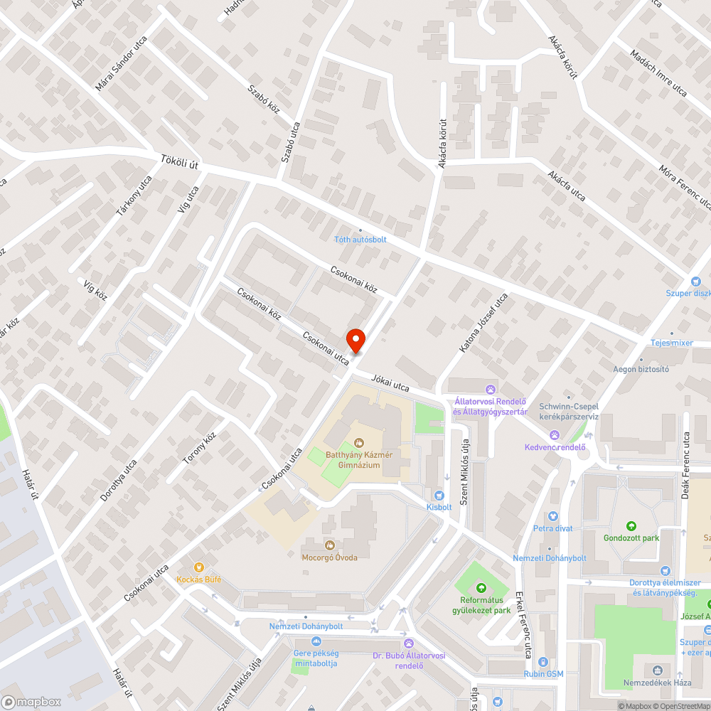 Veszélyes kátyú bejelentés helye