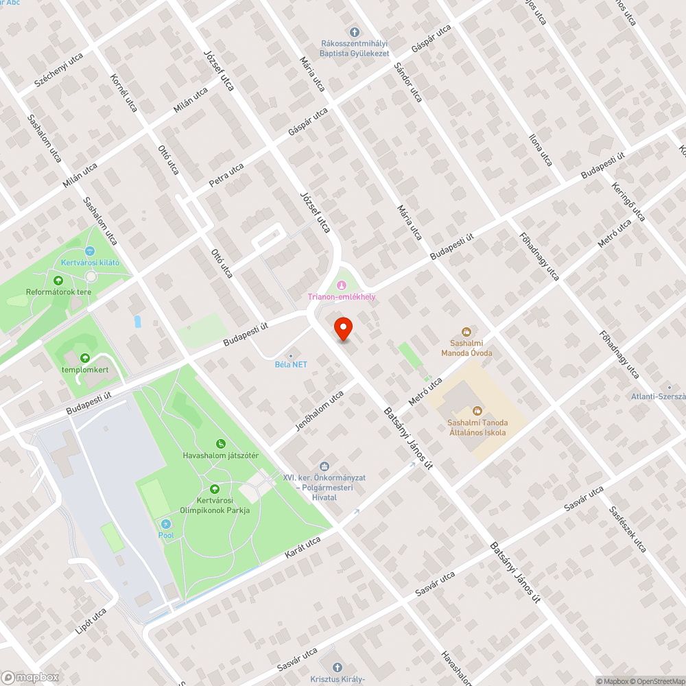 Kátyúk bejelentés helye