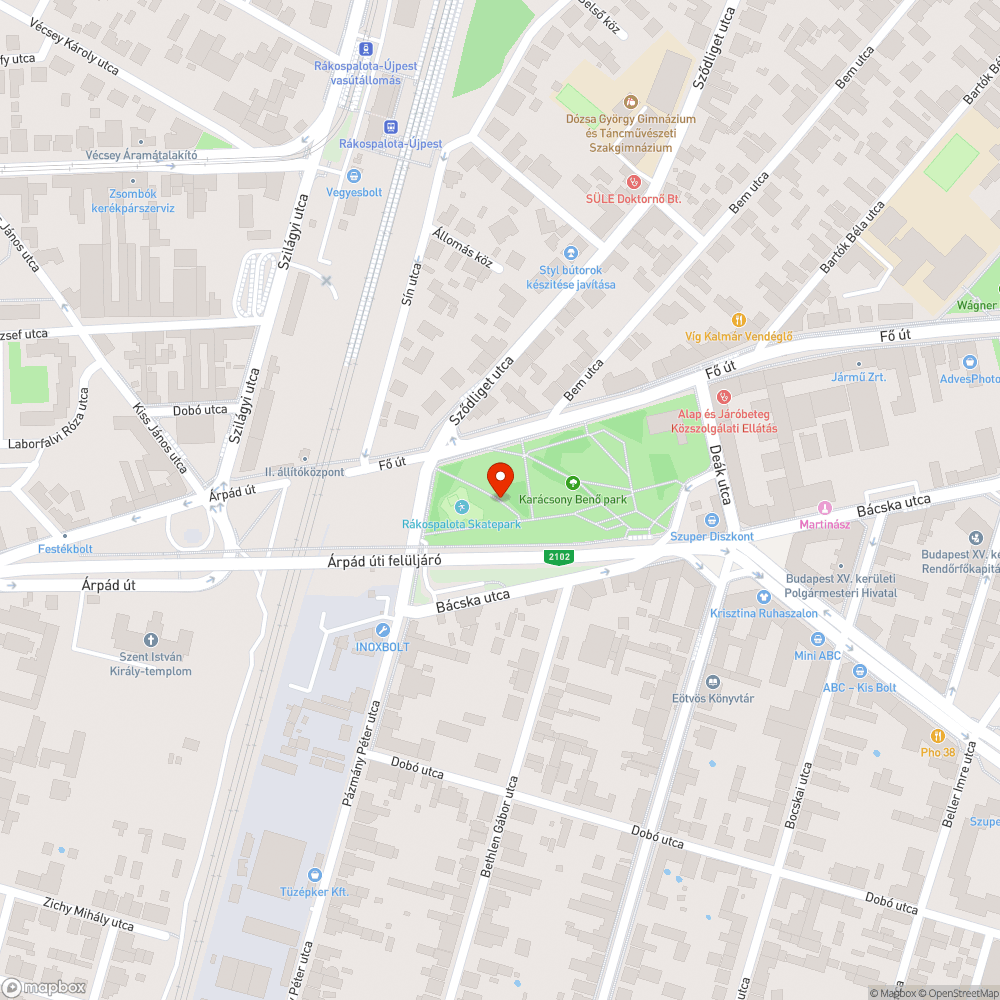 Megsüllyedt járda (térkő) a Karácsony Benő parkban bejelentés helye