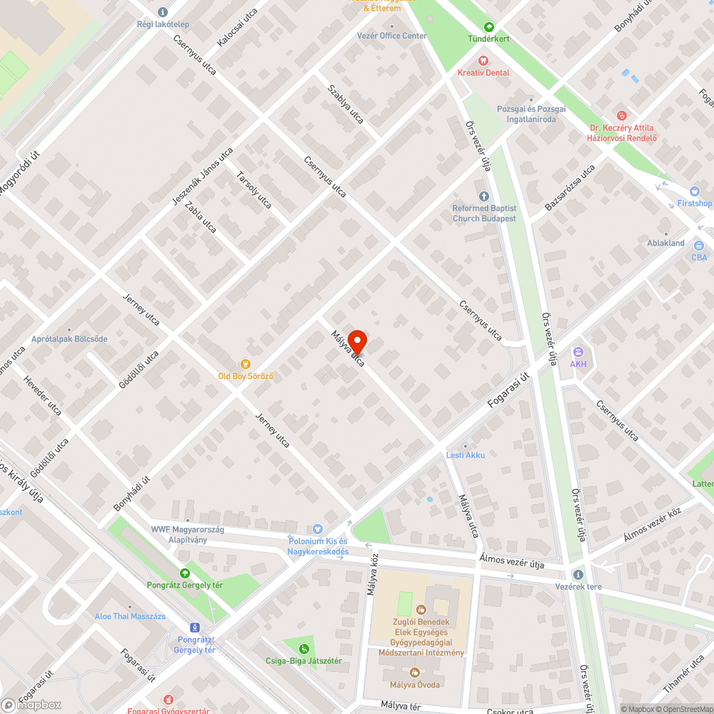 Kátyúk bejelentés helye