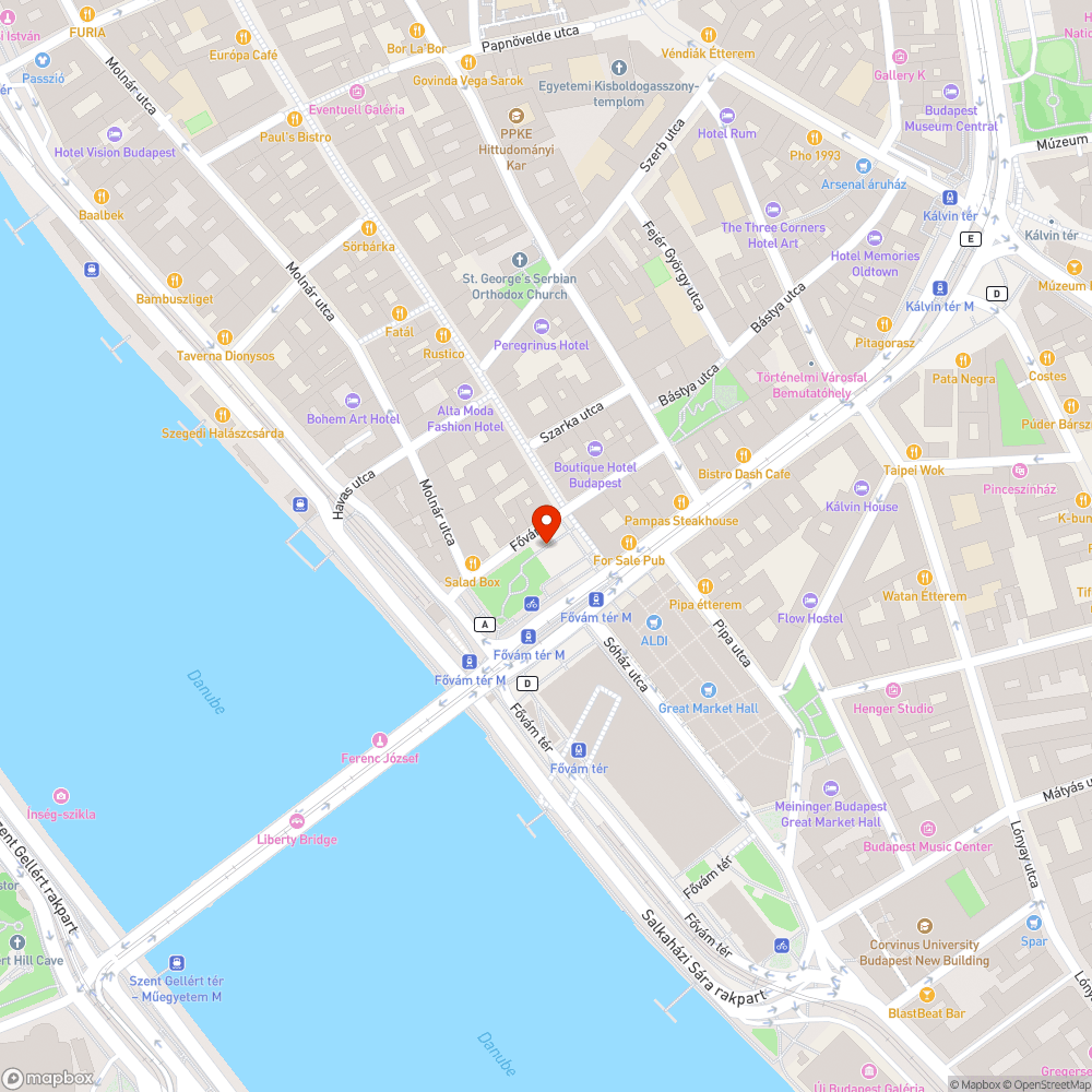 Fővám tér nehezen észlelhető "rejtett" szegély bejelentés helye