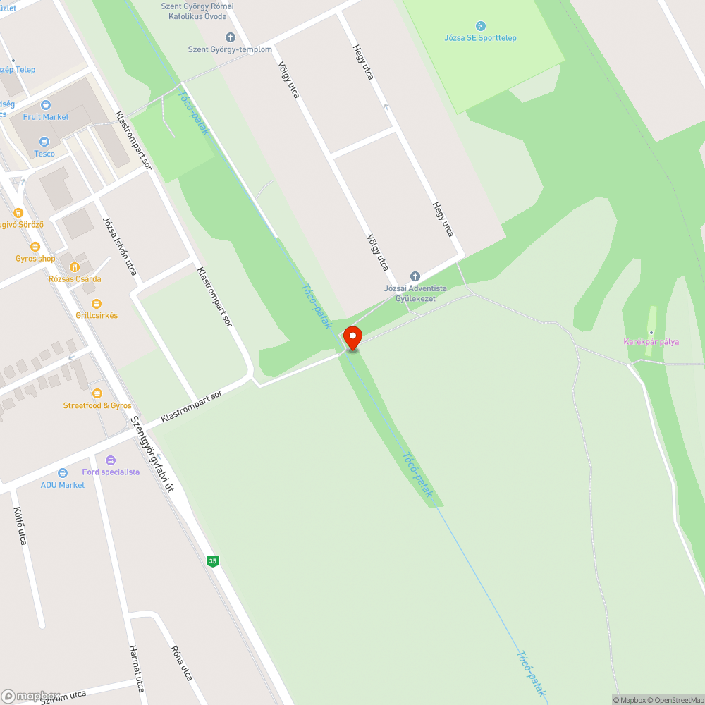 Graffiti a Tócó pataknál bejelentés helye