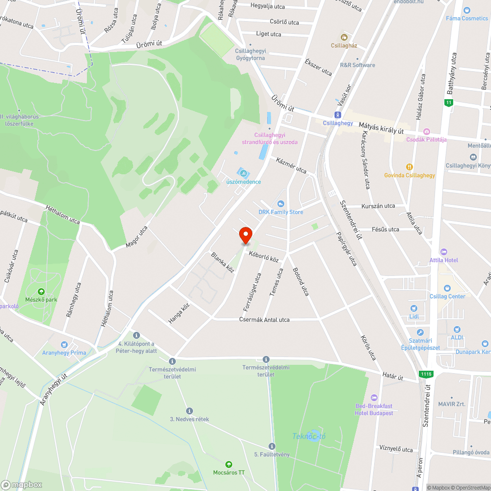 Kátyú Tündérliget utcában bejelentés helye