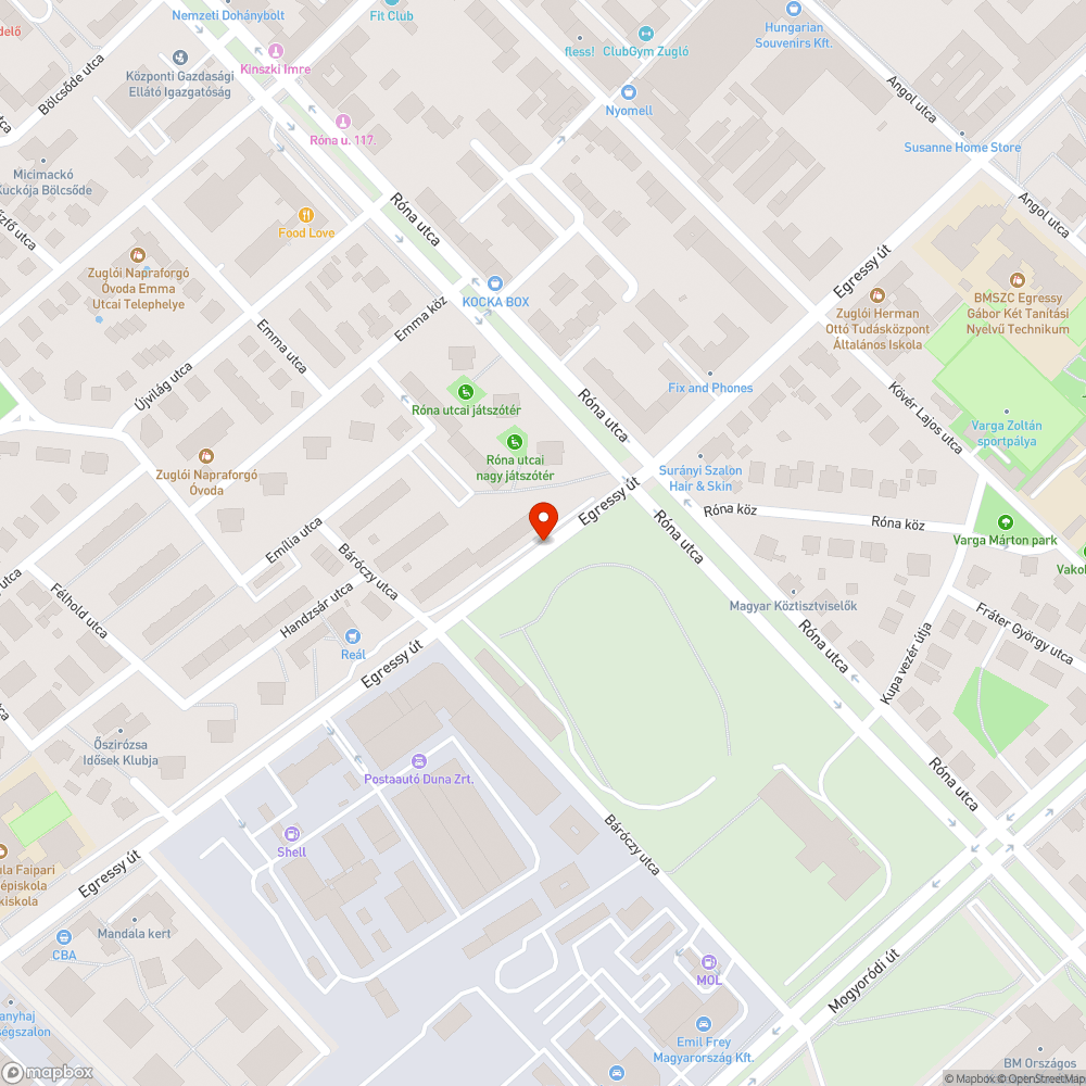 Széles és hosszú gazos sáv bejelentés helye