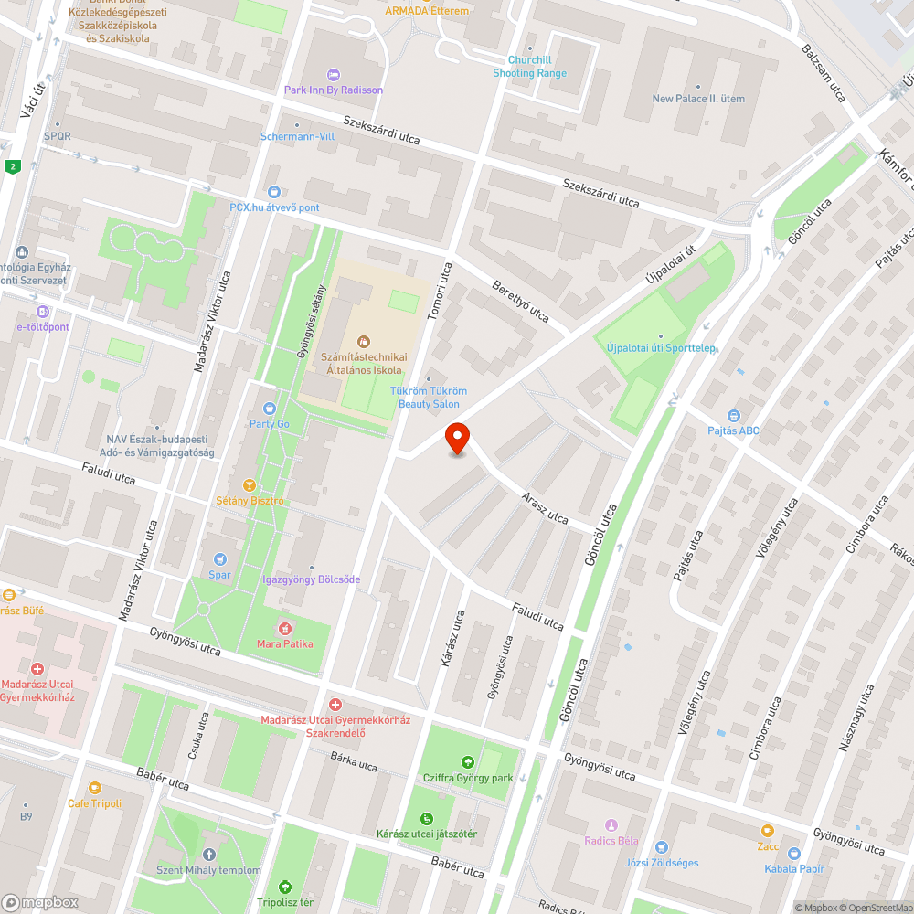 Kiszáradt fa bejelentés helye