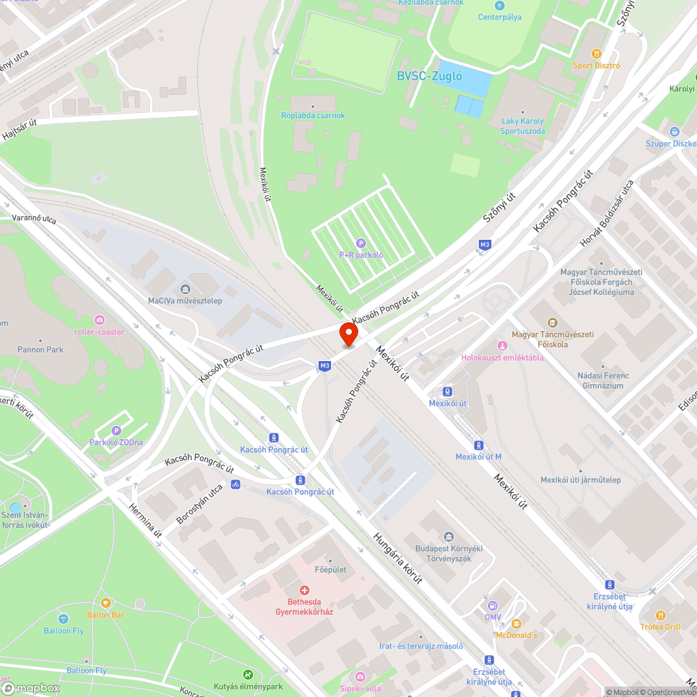 A Kacsóh Pongrác felüljáró állapota bejelentés helye