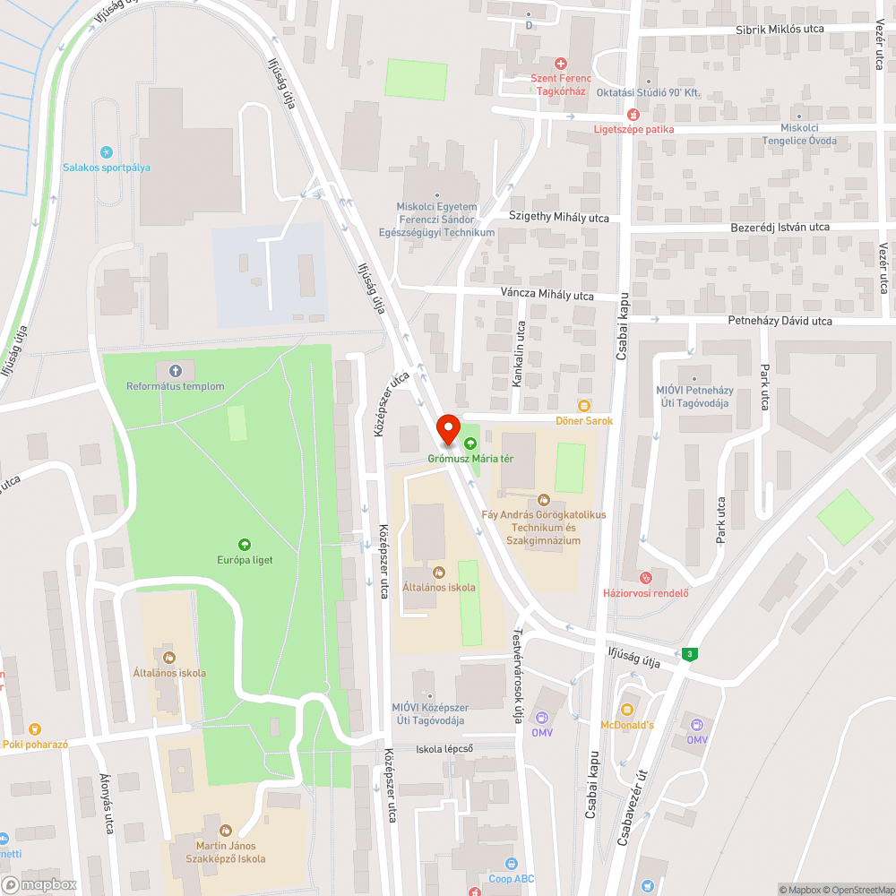 Útszélen hagyott jármű bejelentés helye