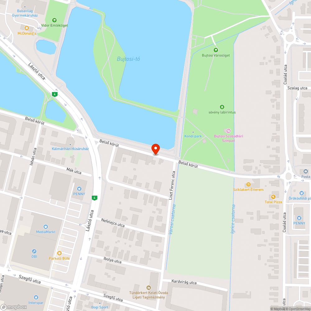 Kerékpárút létesítés Belső körútra bejelentés helye